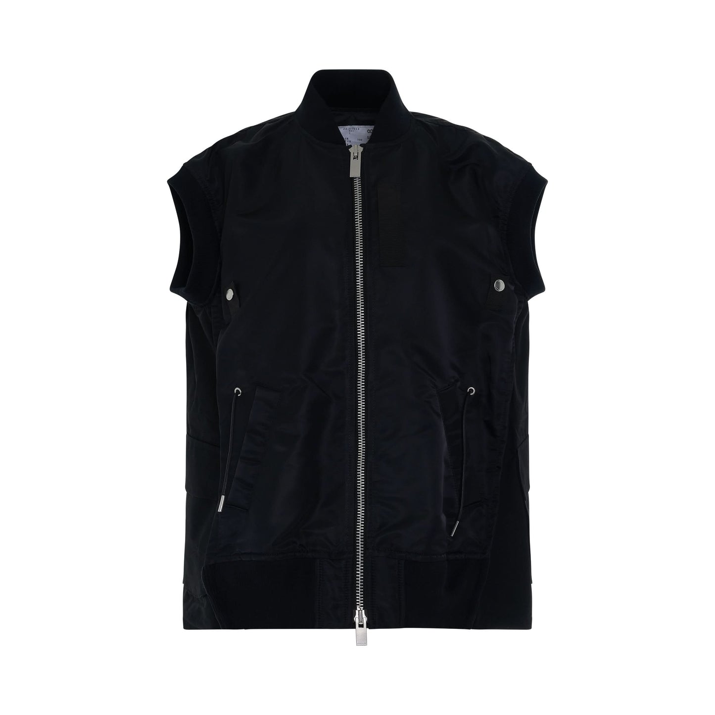 Nylon Twill Mix Vest in Black