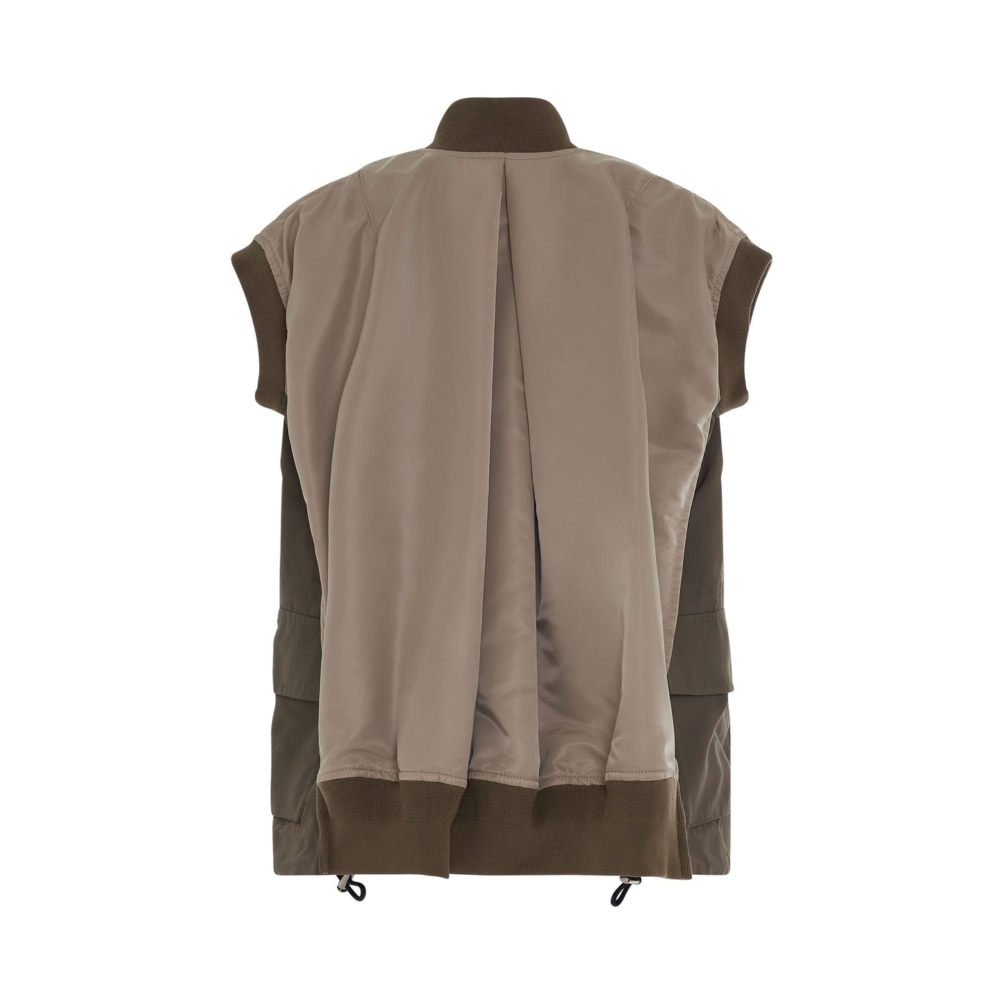 Nylon Twill Mix Vest in Beige