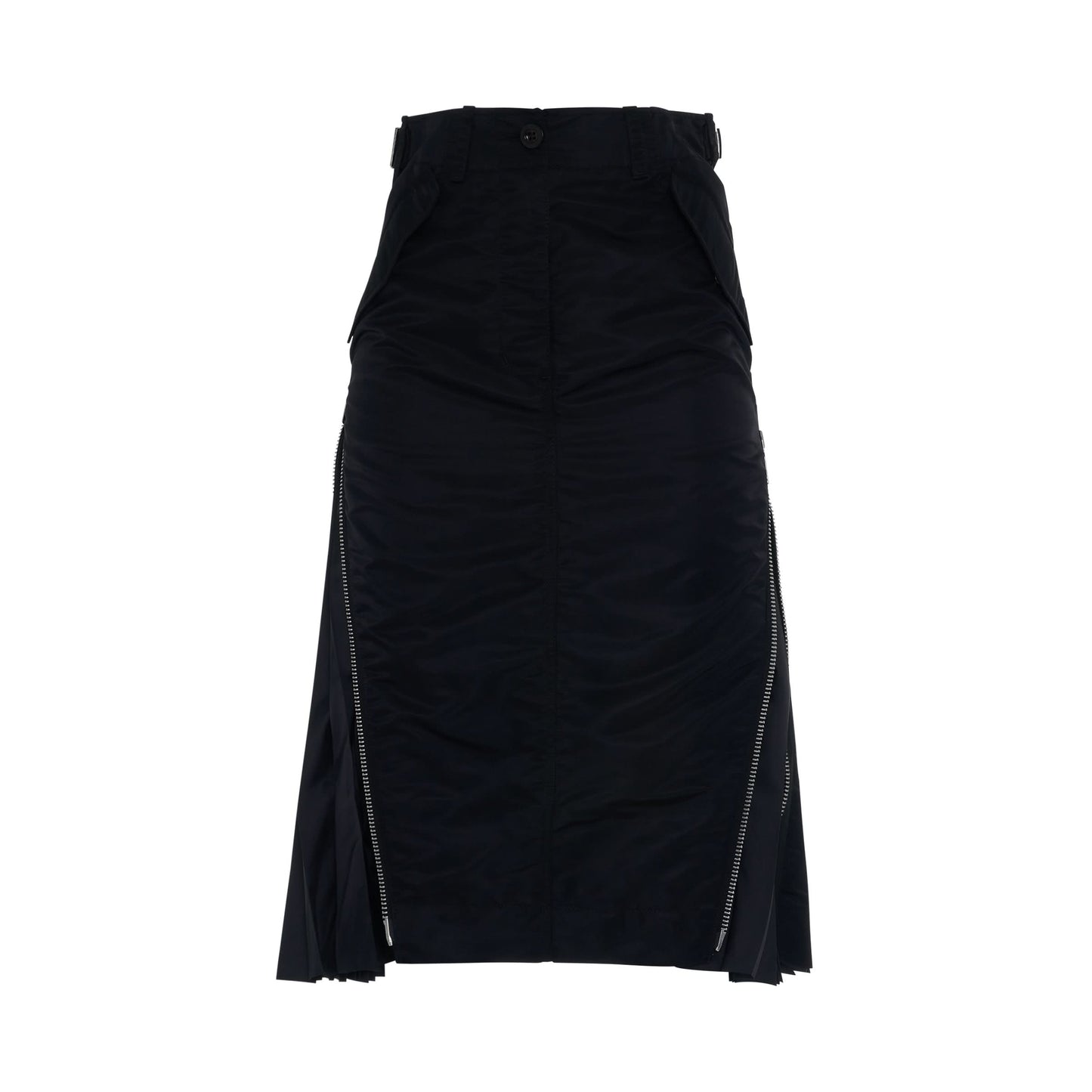 Nylon Twill Mix Skirt in Black