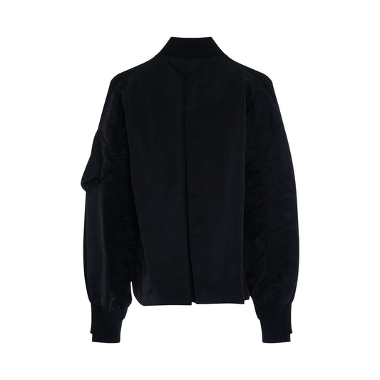 Nylon Twill Mix Knit Jacket in Black