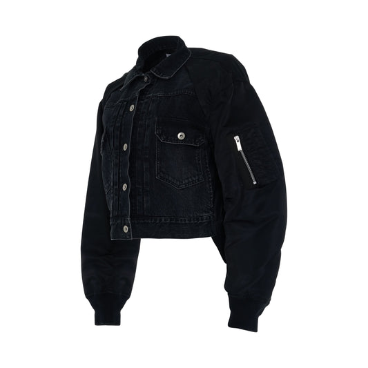 Denim 
Nylon Twill Mix Jacket in Black