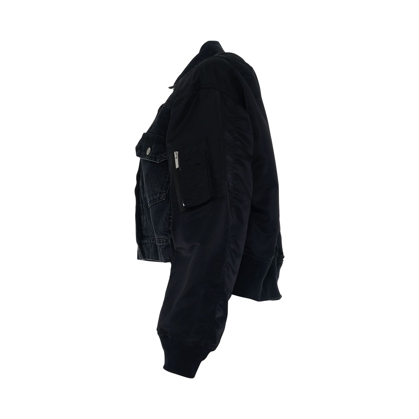 Denim 
Nylon Twill Mix Jacket in Black