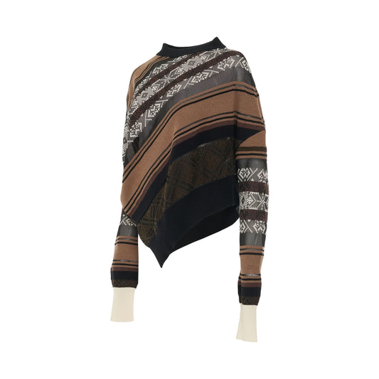 Rug Jacquard Knit Pullover in Beige