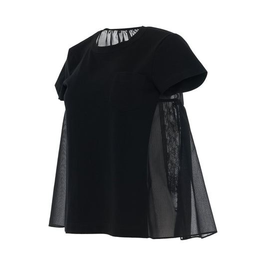 Bandana Lace T-Shirt with Pocket in Black