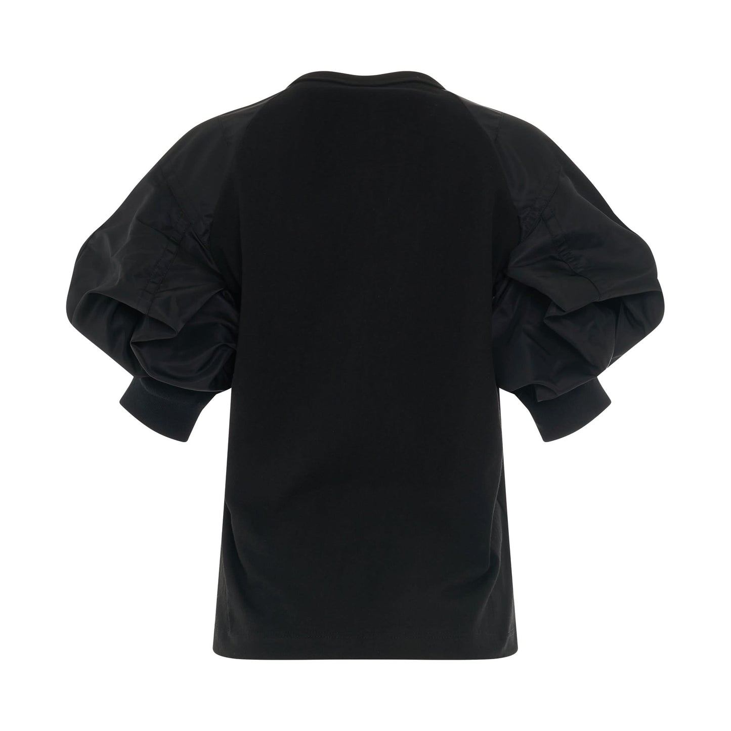 Nylon Twill Mix T-Shirt in Black