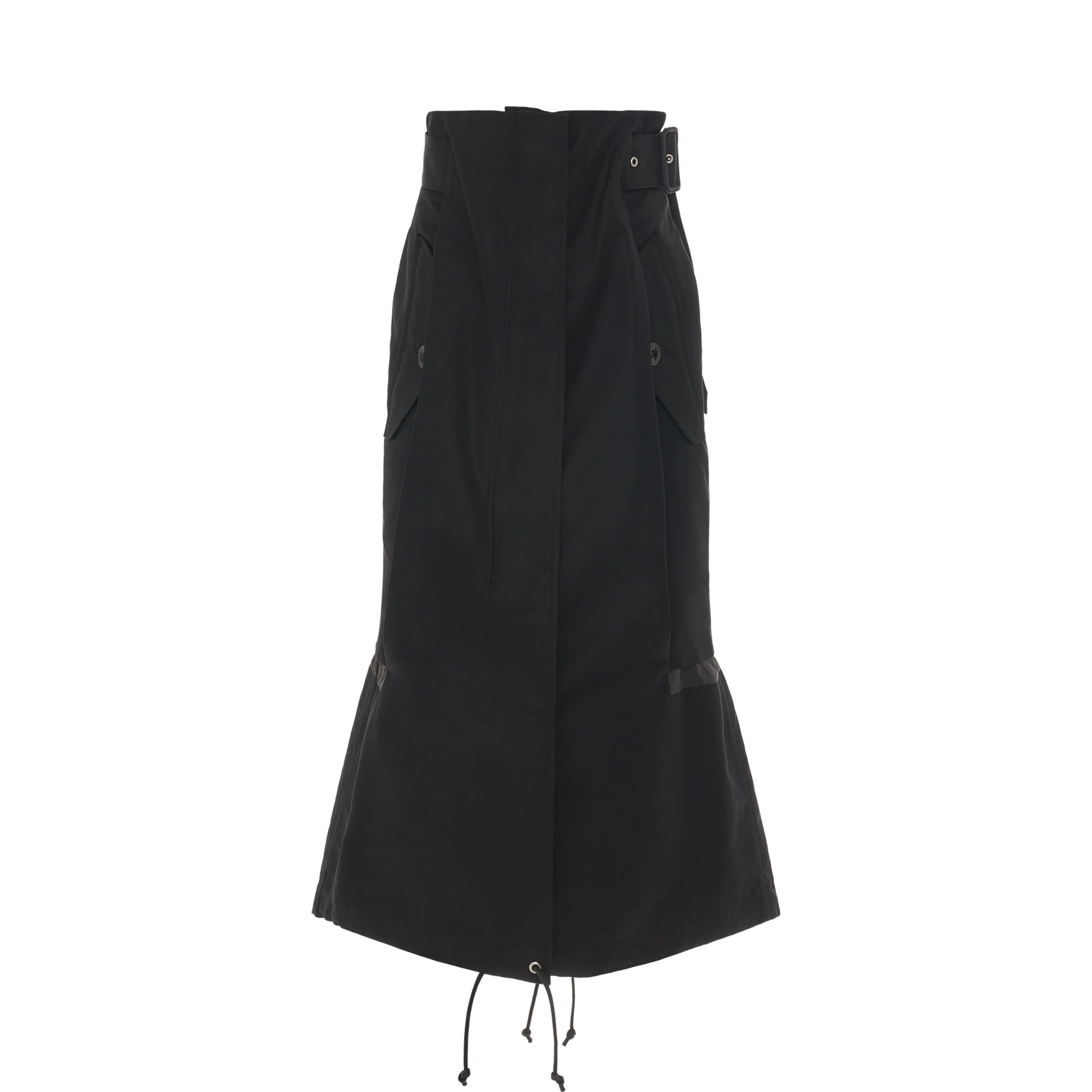 Cotton Gabardine Mix Skirt in Black