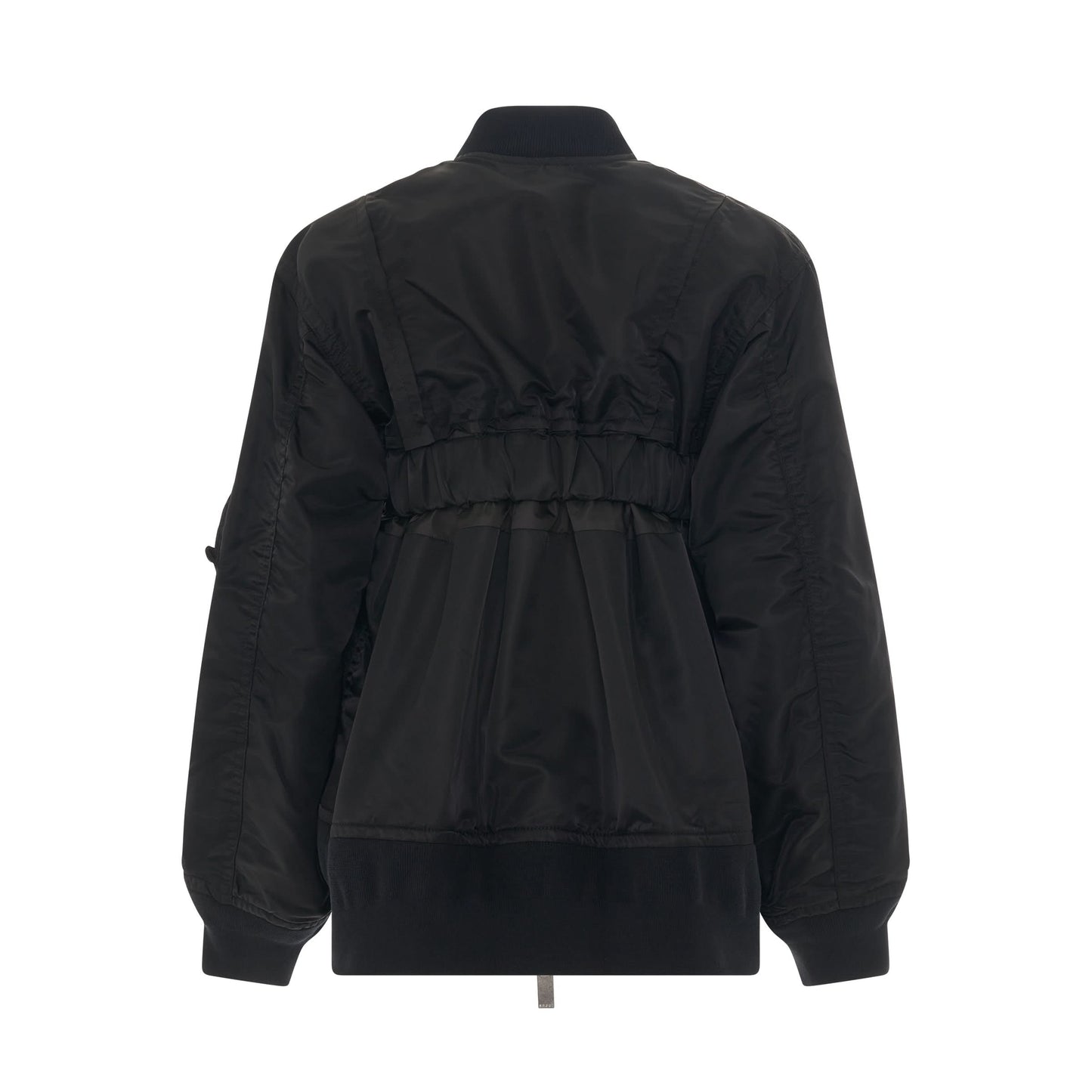 Nylon Twill Mix Zip Jacket in Black