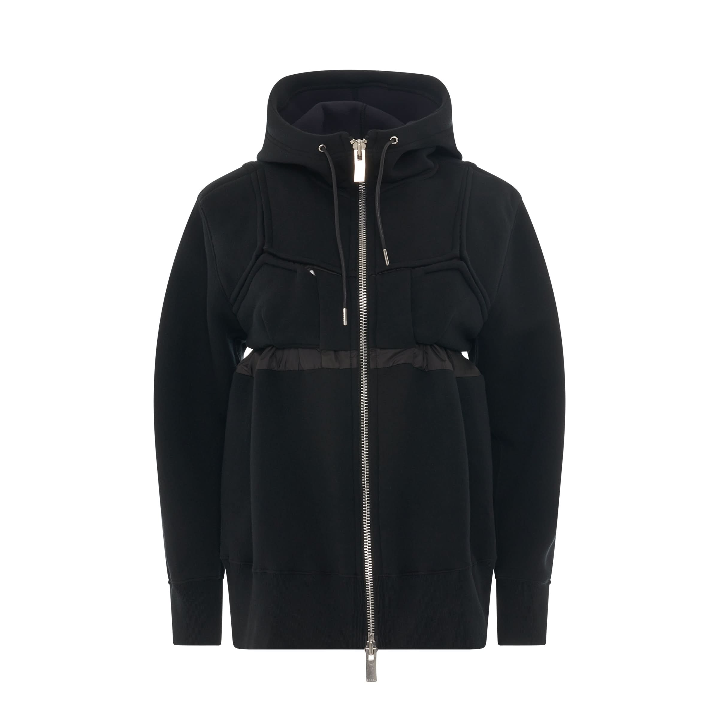 Sponge Sweat Zip Up Hooded Jacket in Black