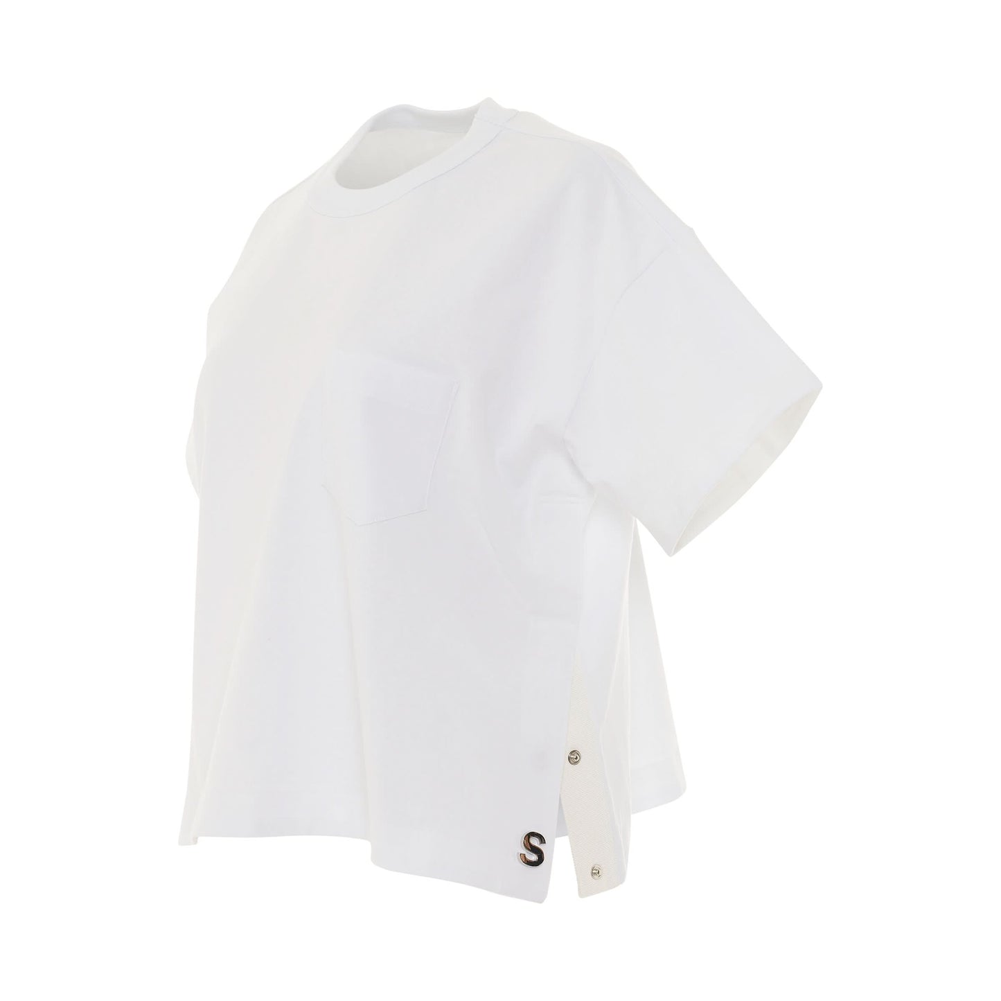 S Studs Cotton Jersey T-Shirt in White