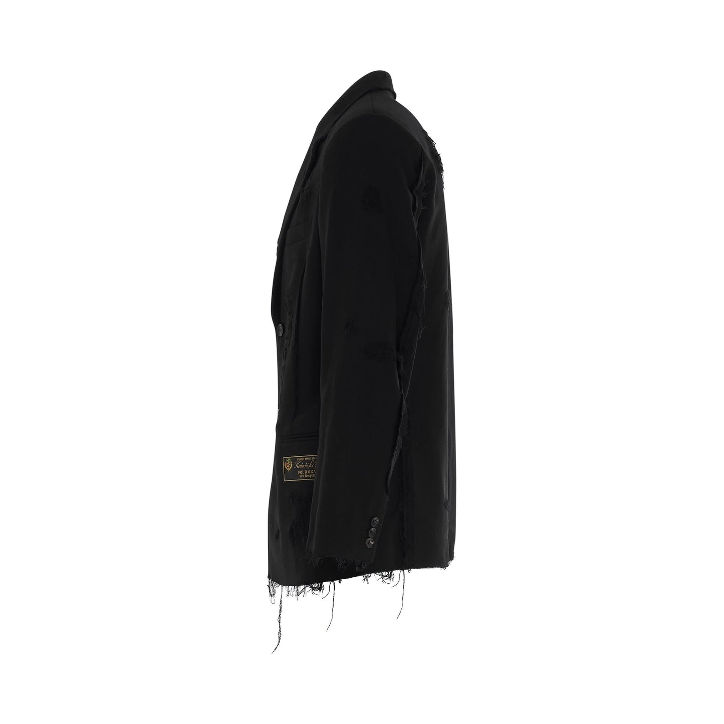 Recycle Wool Damaged Jacket in Black