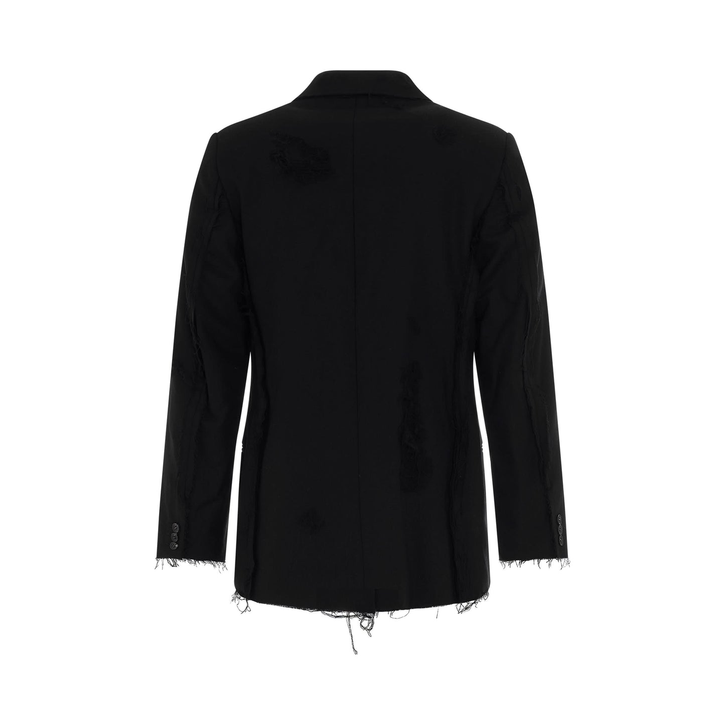 Recycle Wool Damaged Jacket in Black