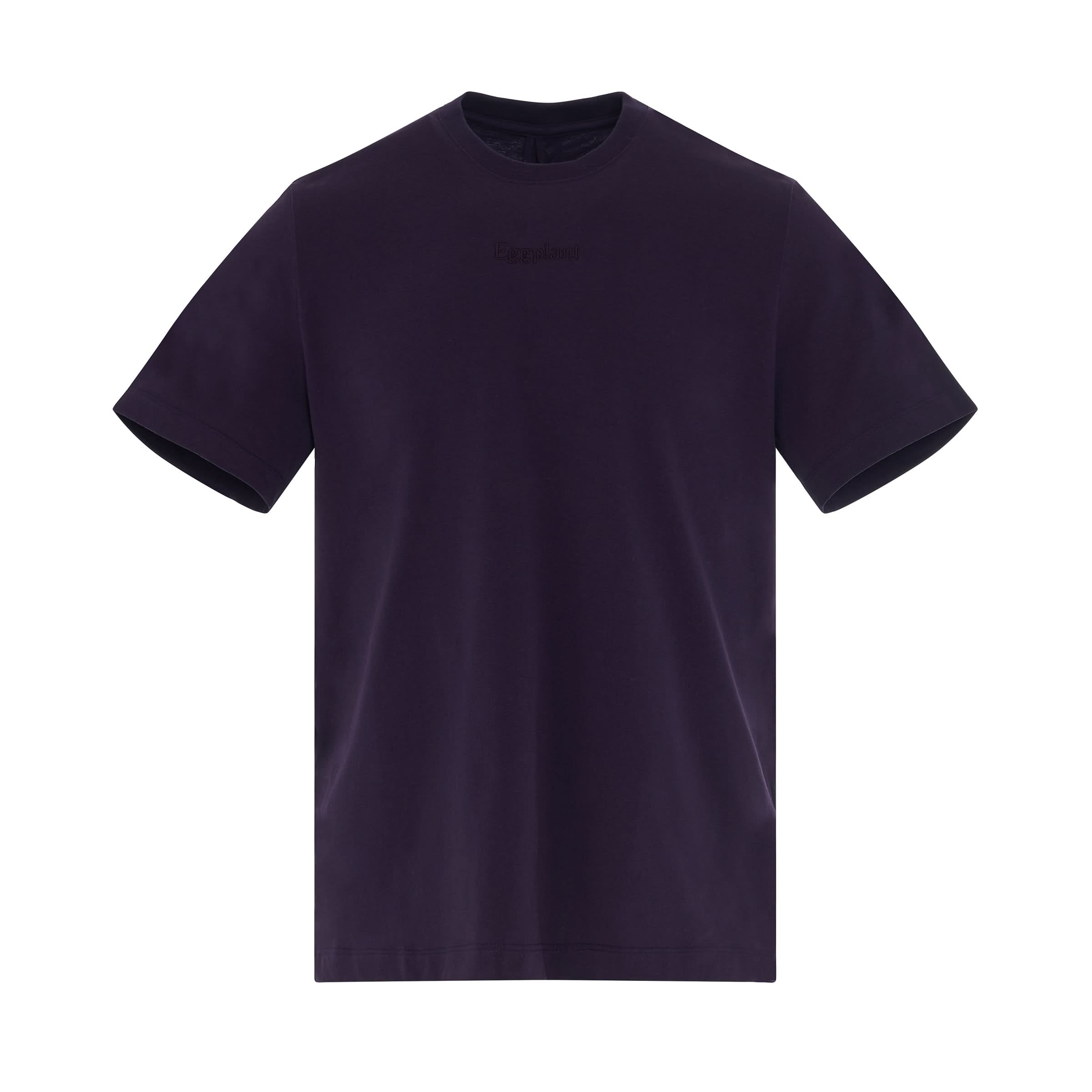 Vegetable Stem Embroidery T-Shirt in Eggplant