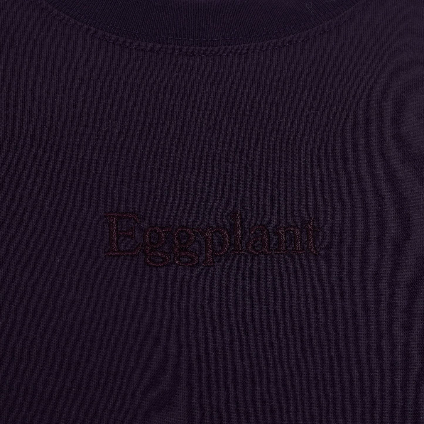 Vegetable Stem Embroidery T-Shirt in Eggplant