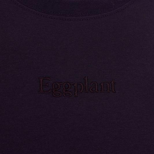 Vegetable Stem Embroidery T-Shirt in Eggplant