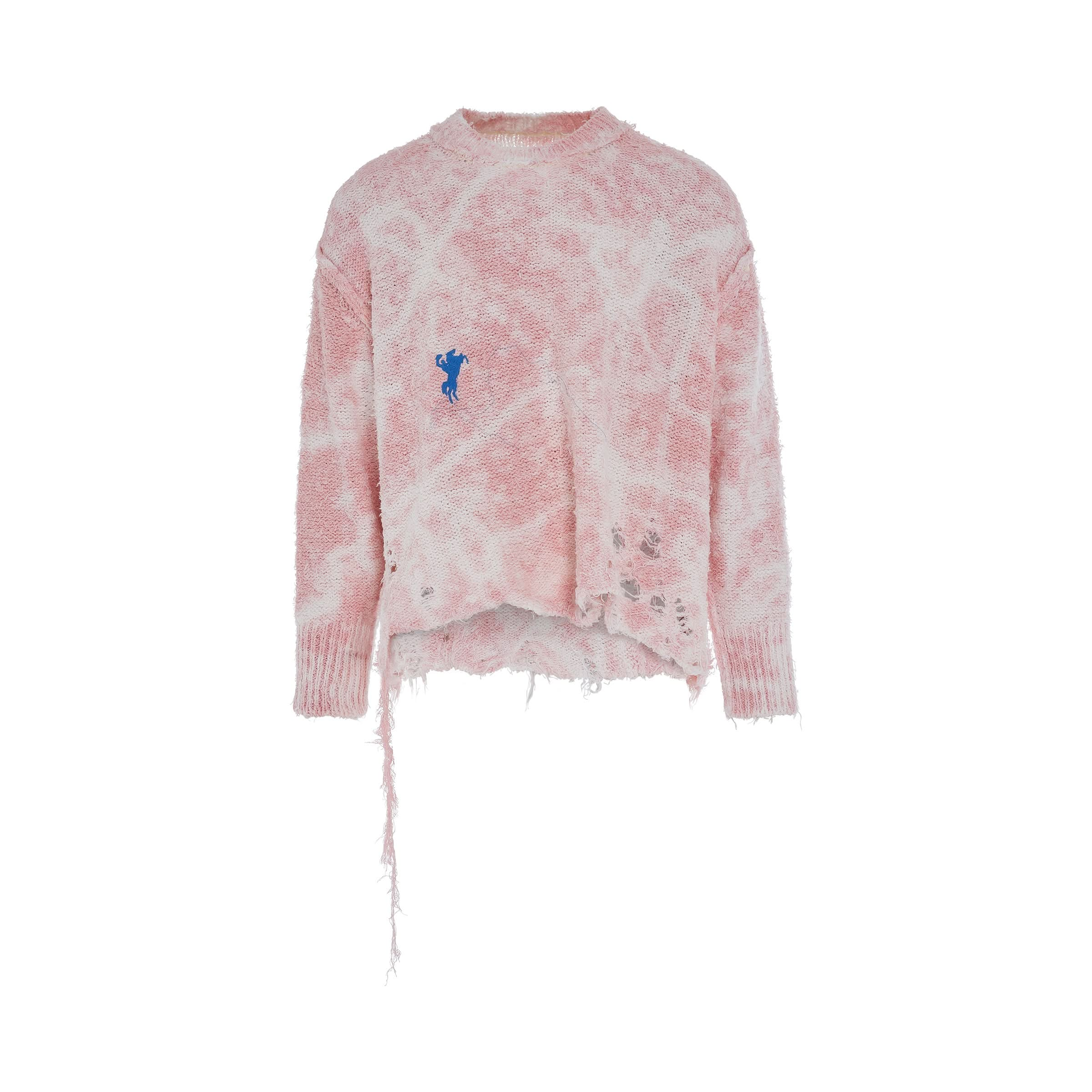 Recycled Cotton Bleached Pullover in Pink