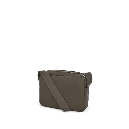 Military Messenger Bag in Soft Grained Calfskin in Green