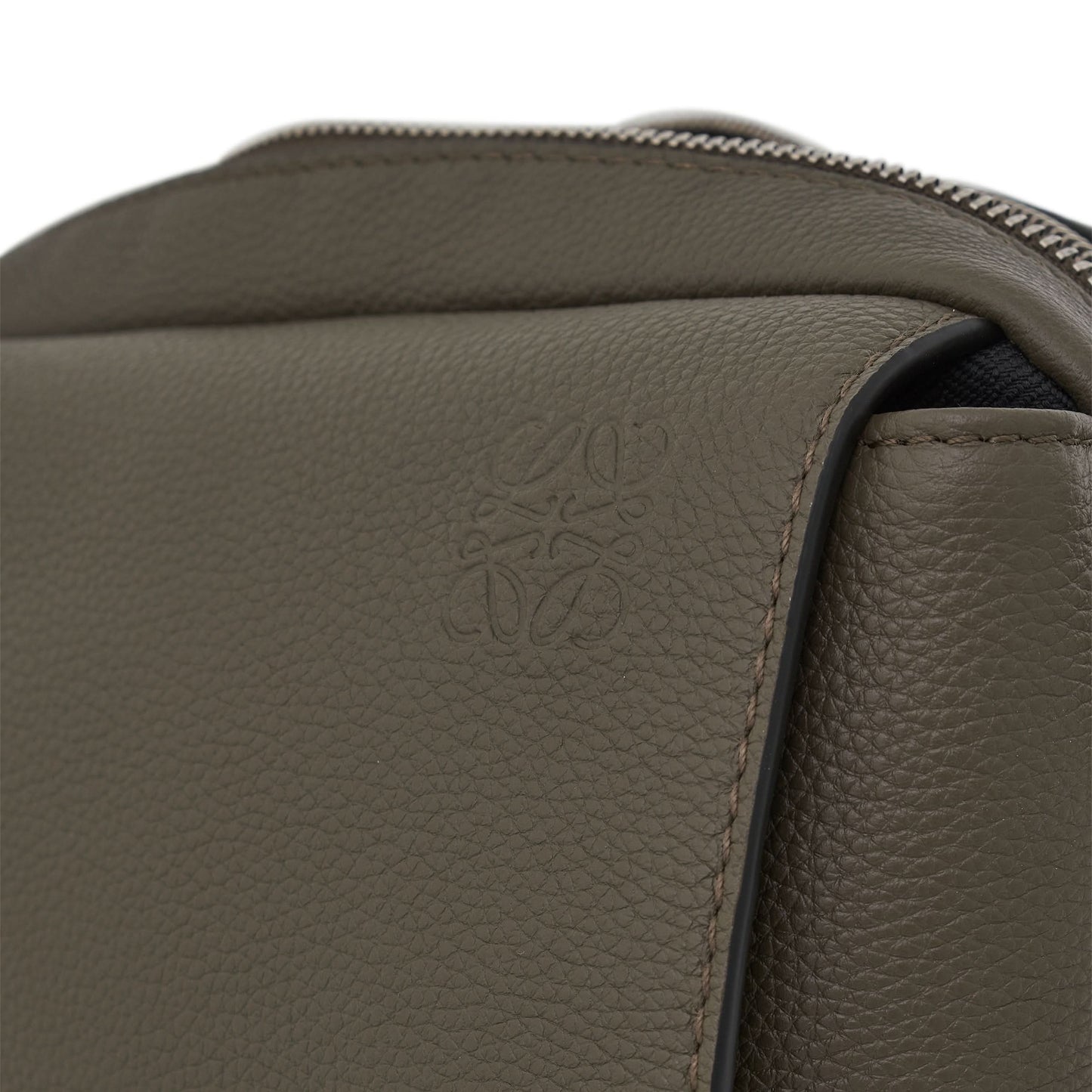 Military Messenger Bag in Soft Grained Calfskin in Green