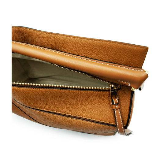 Medium Puzzle Bag in Soft Grained Calfskin in Light Caramel