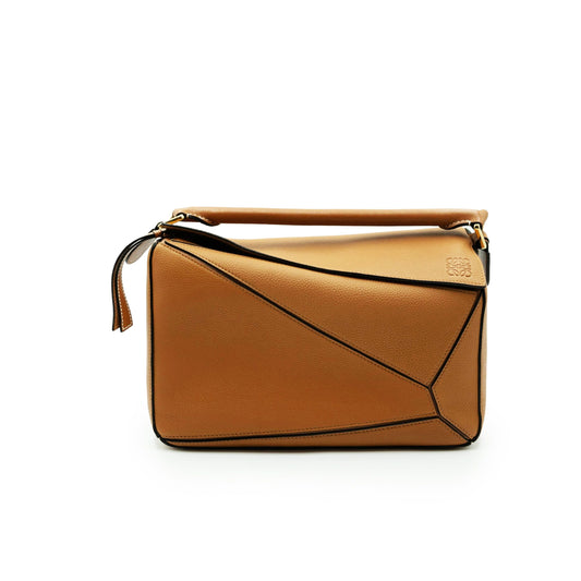 Medium Puzzle Bag in Soft Grained Calfskin in Light Caramel