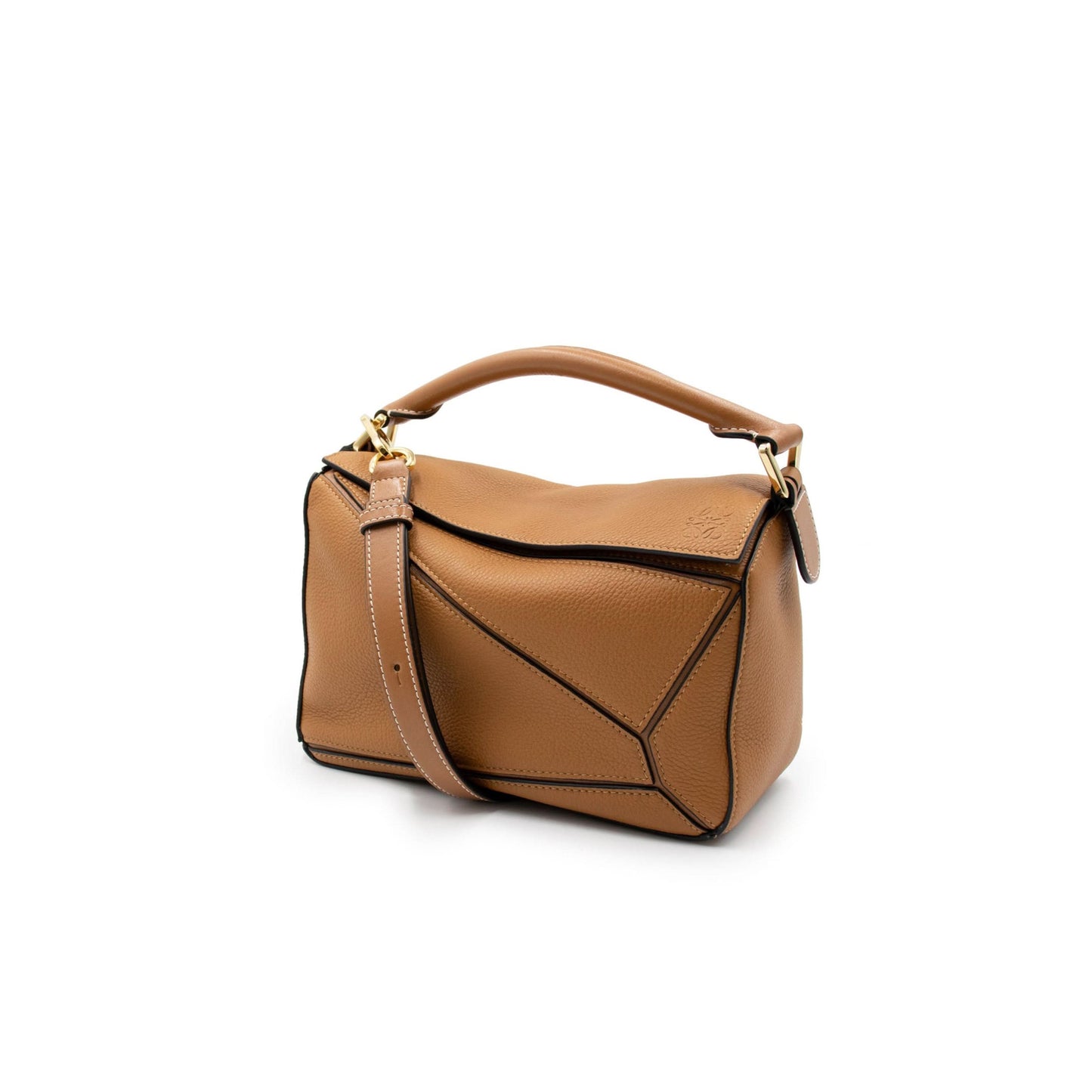 Small Puzzle Bag in Soft Grained Calfskin in Light Caramel