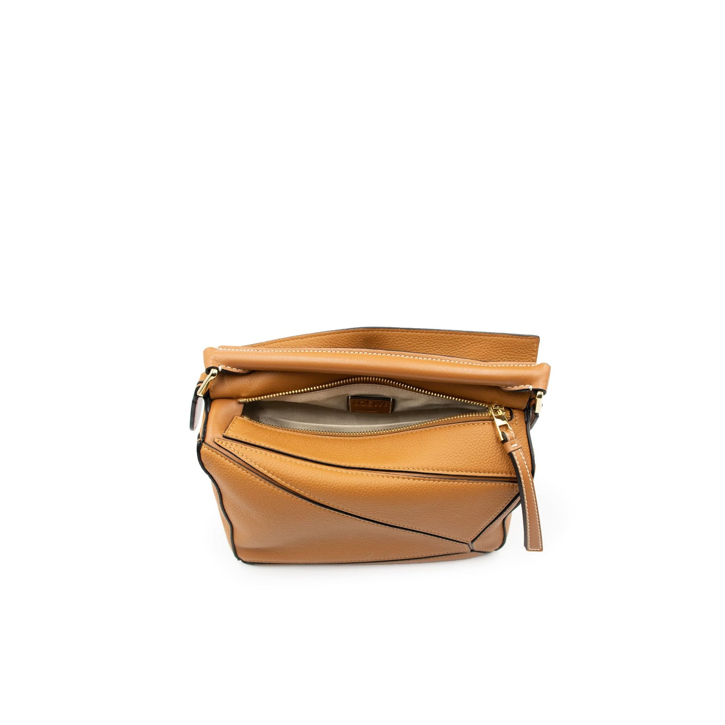 Small Puzzle Bag in Soft Grained Calfskin in Light Caramel