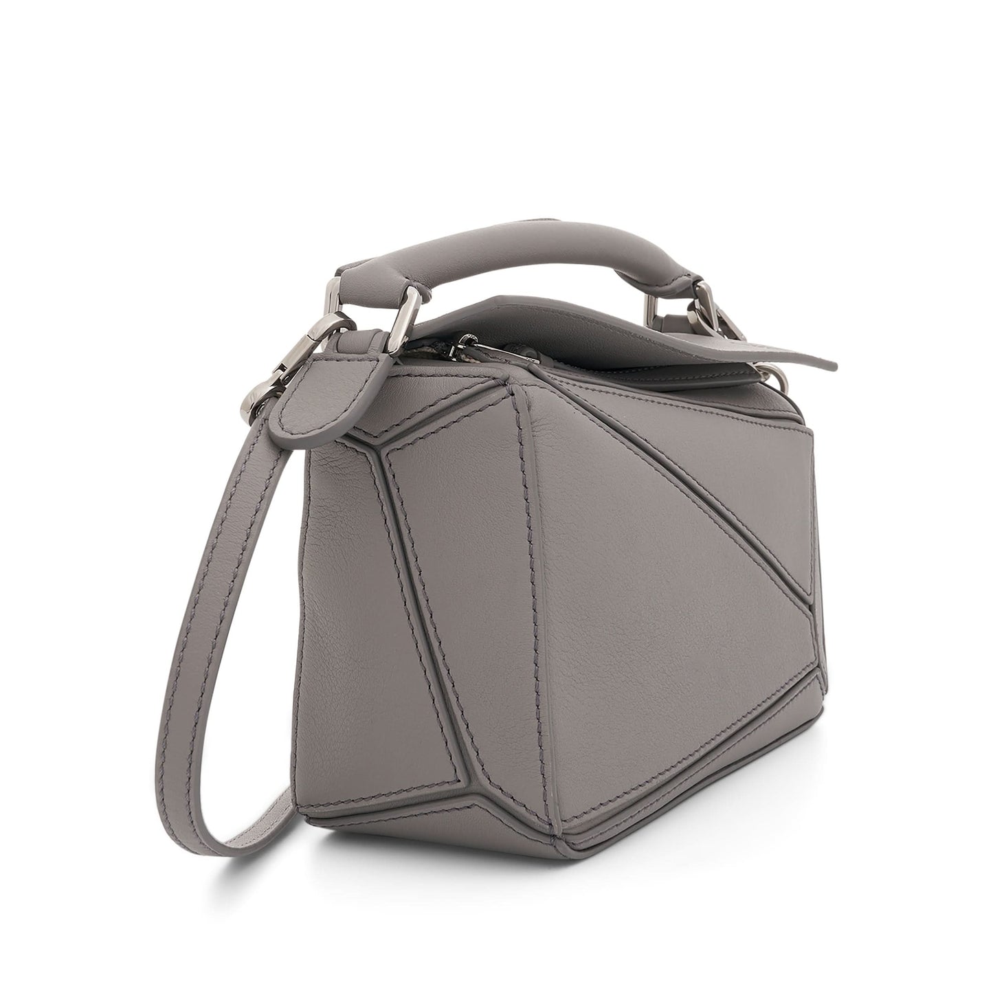 Mini Puzzle Bag in Classic Calfskin in Pearl Grey