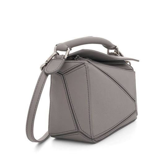 Mini Puzzle Bag in Classic Calfskin in Pearl Grey