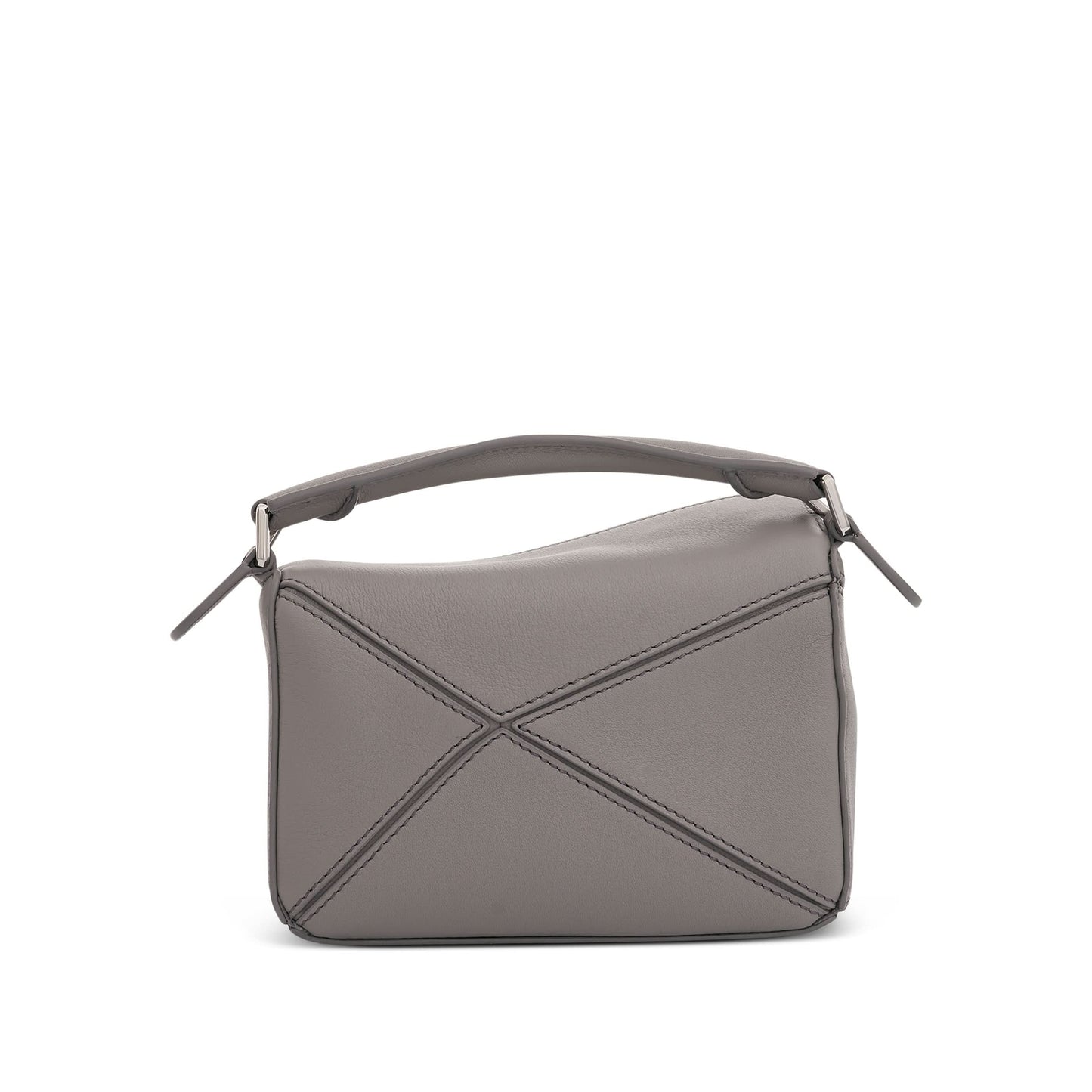 Mini Puzzle Bag in Classic Calfskin in Pearl Grey