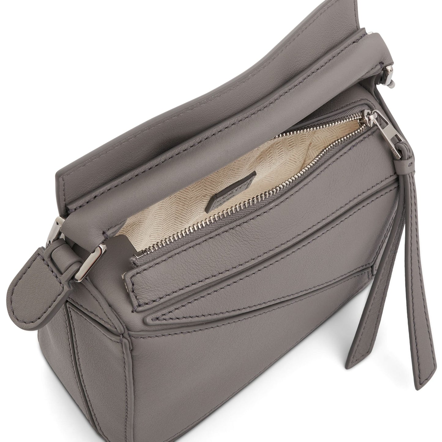 Mini Puzzle Bag in Classic Calfskin in Pearl Grey