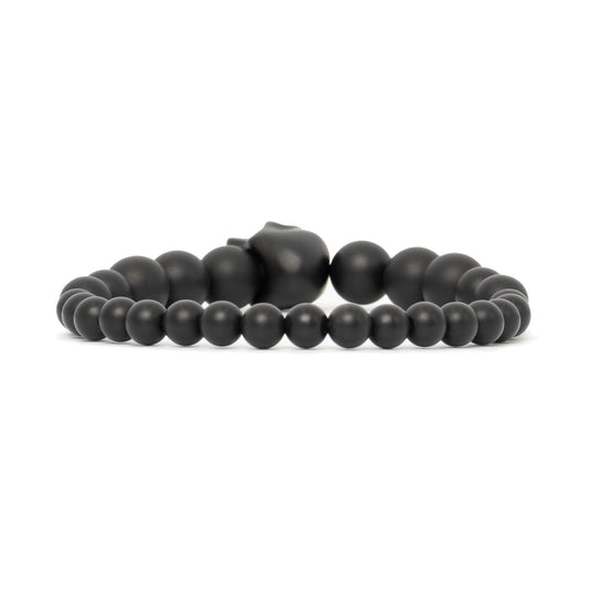 Skull Beaded Bracelet in Black