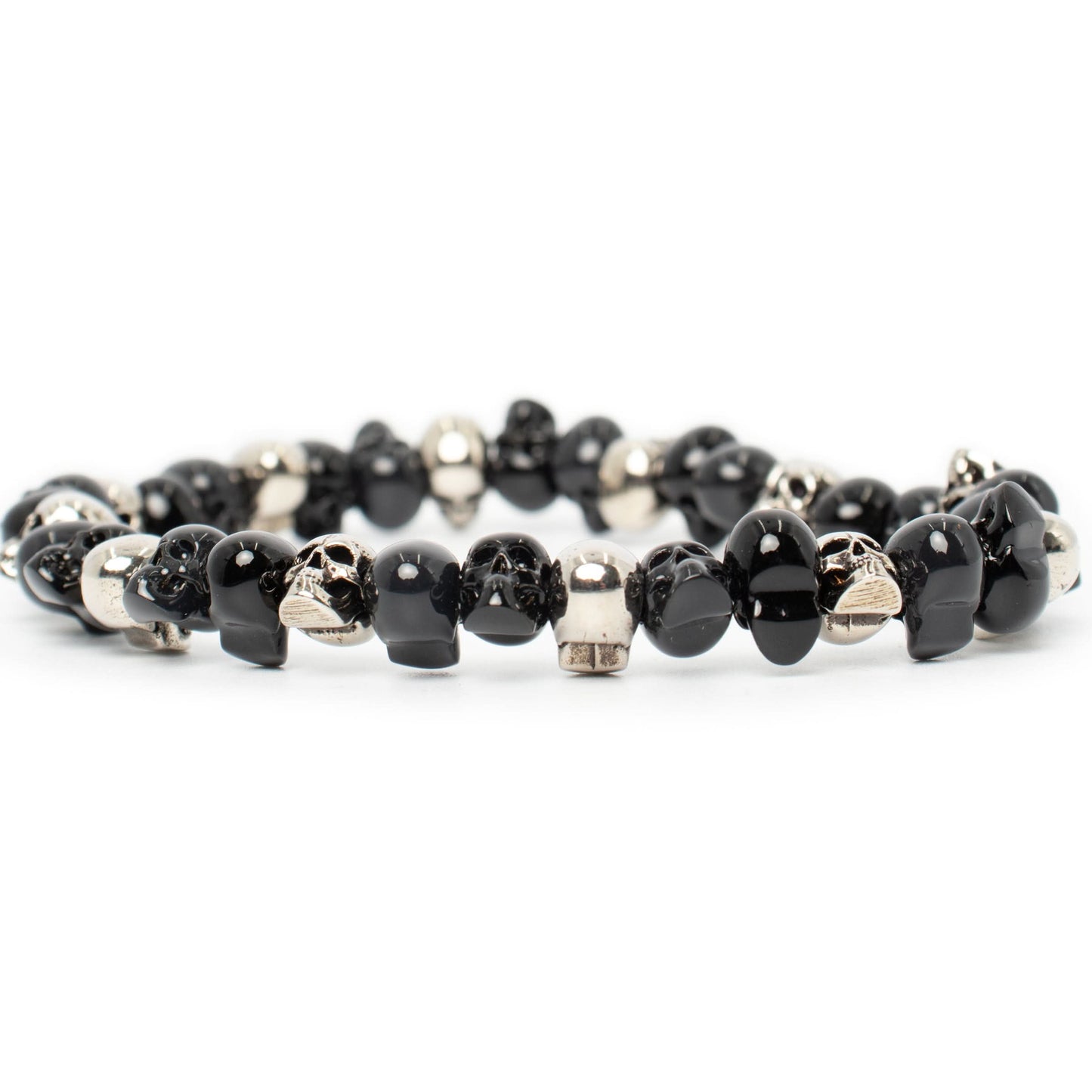 Beaded Skull Bracelet in Anthracite