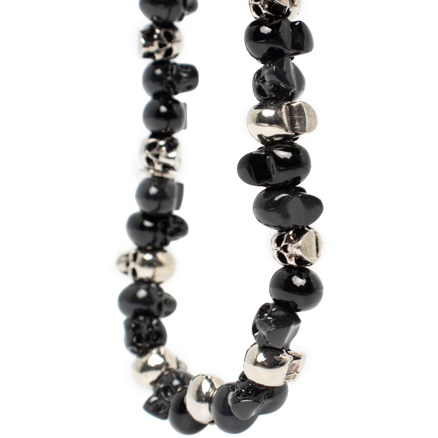 Beaded Skull Bracelet in Anthracite