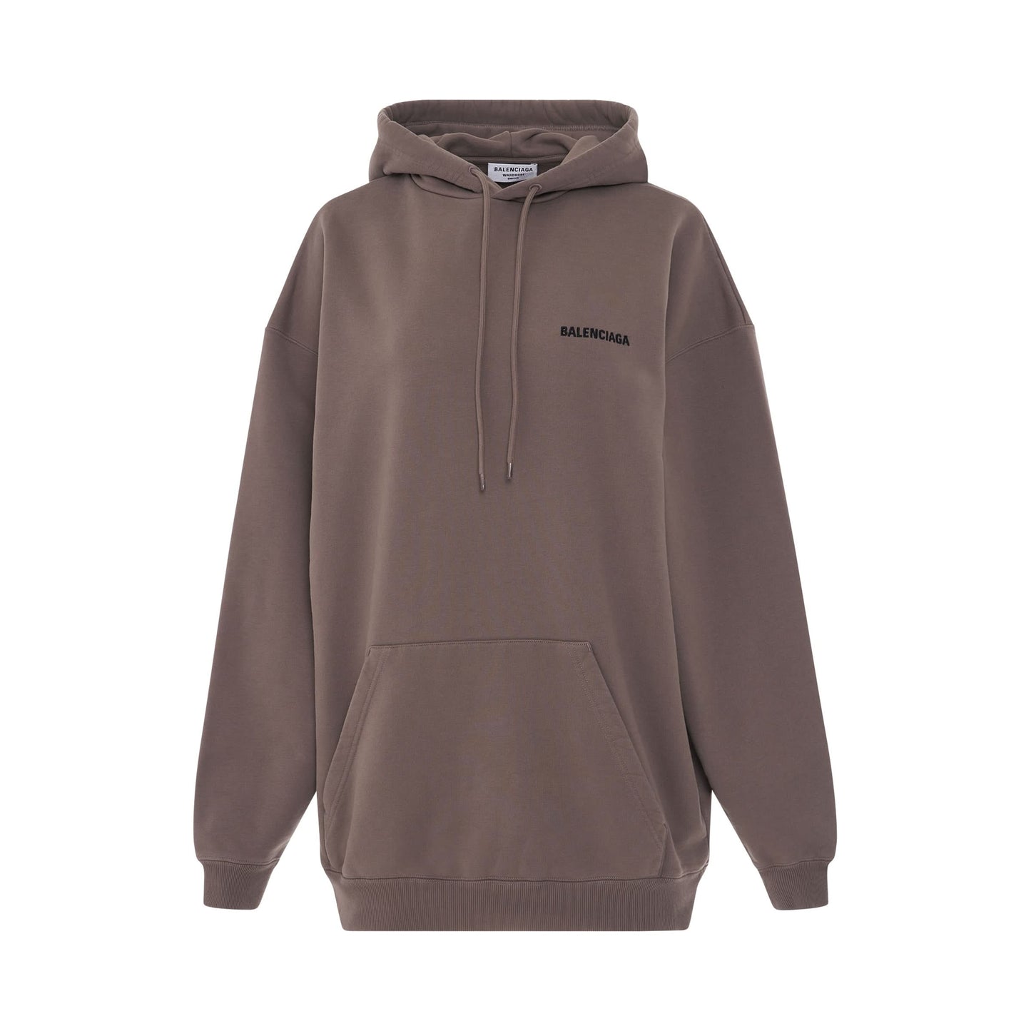 Fleece Back Logo Medium Fit Hoodie in Taupe