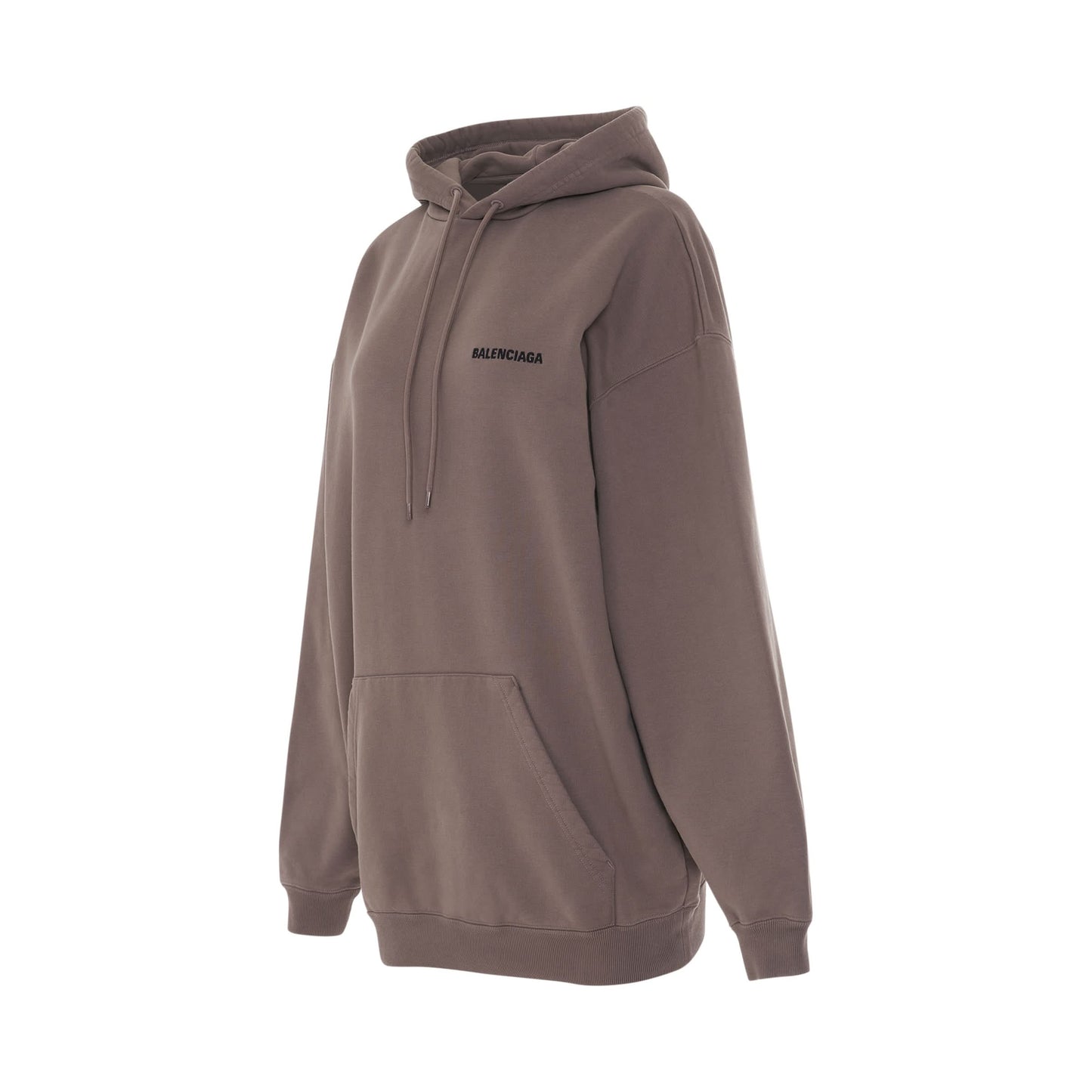 Fleece Back Logo Medium Fit Hoodie in Taupe