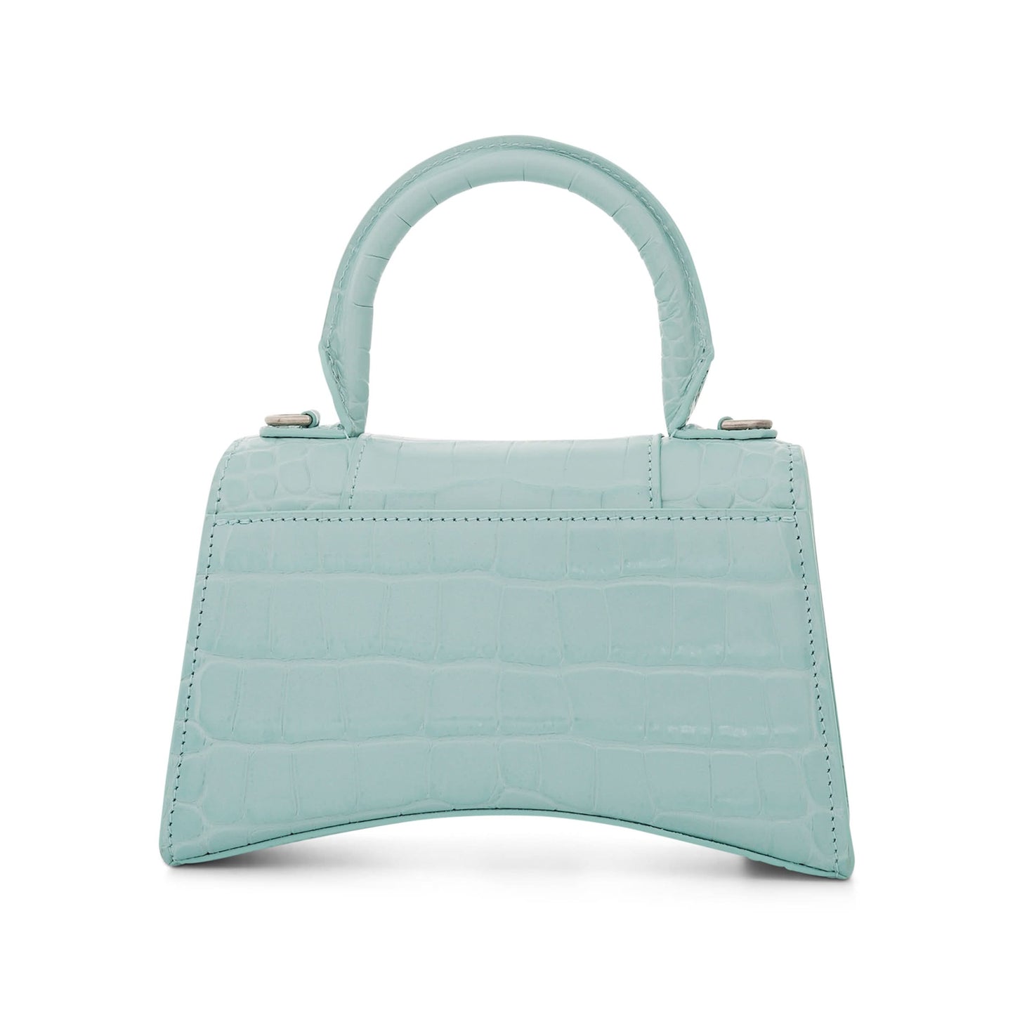 Hourglass XS Croco Embossed Bag in Green Aqua