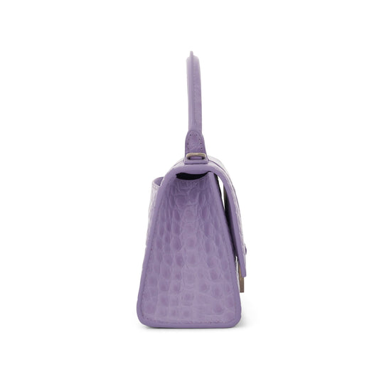 Hourglass XS Shiny Croco Bag in Lilac