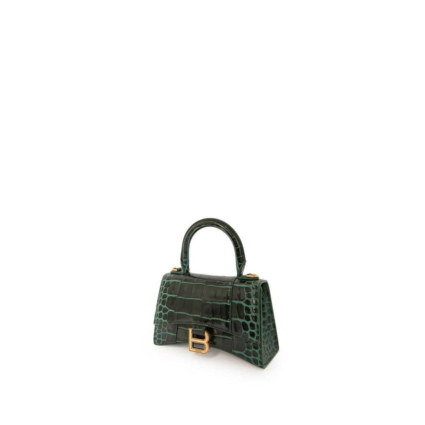 Hourglass XS Croco Embossed Bag in Forest Green