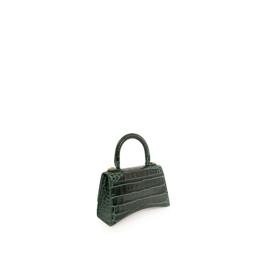 Hourglass XS Croco Embossed Bag in Forest Green