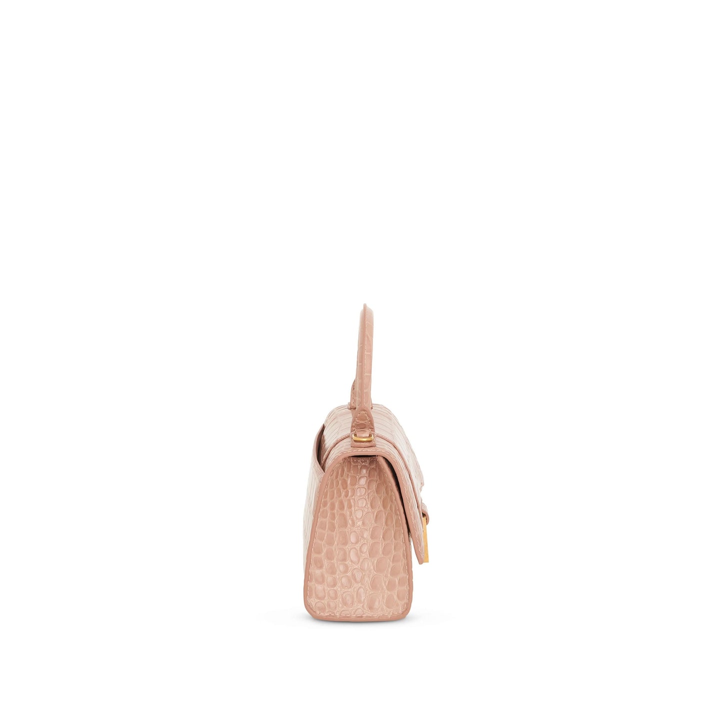 Hourglass XS Croco Embossed Bag in Nude Beige