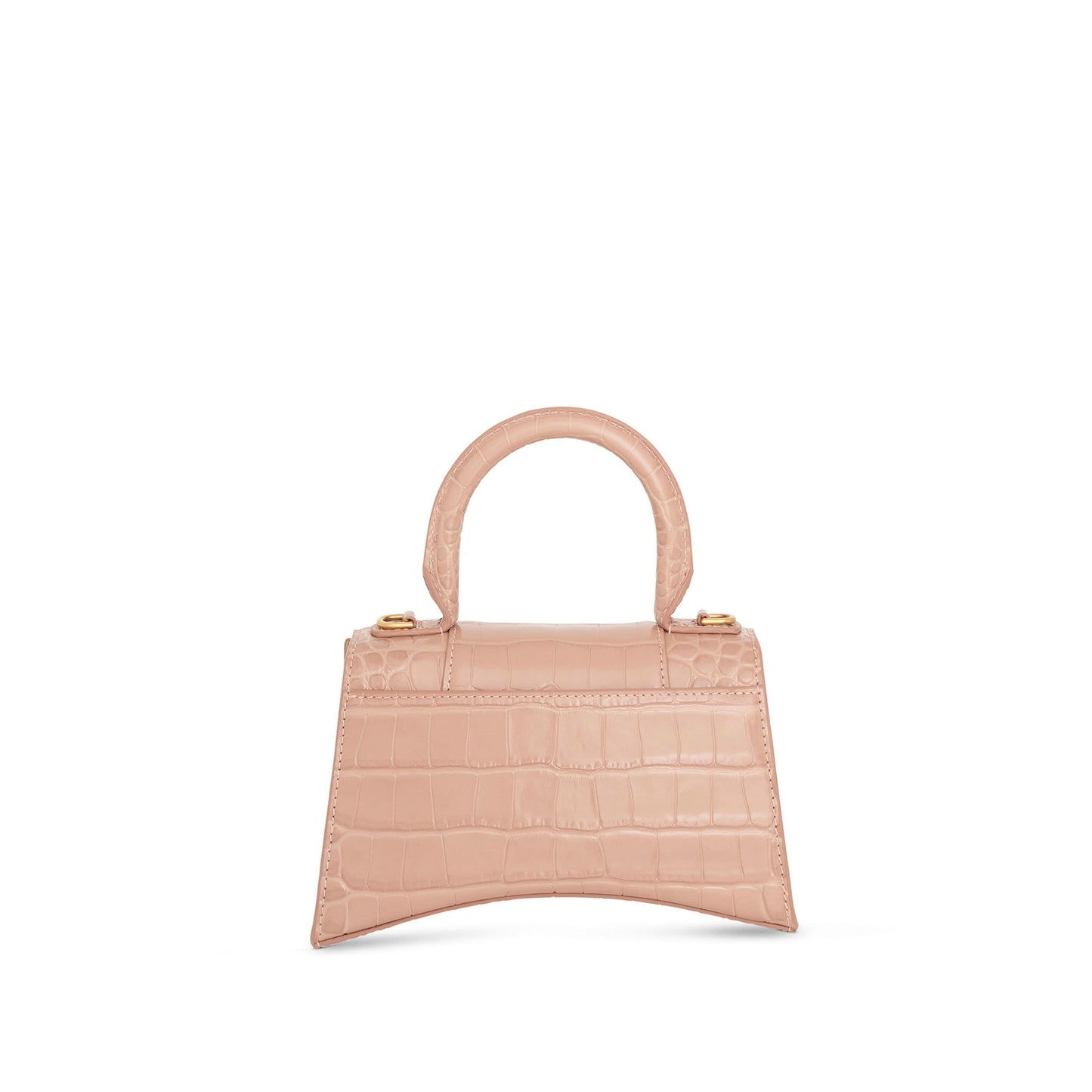 Hourglass XS Croco Embossed Bag in Nude Beige