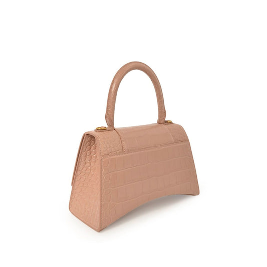 Hourglass Small Croco Embossed Bag in Nude Beige