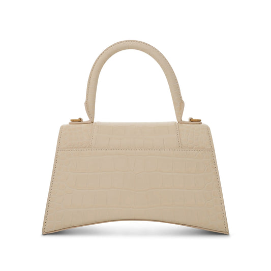 Hourglass Small Croco Embossed Bag in Yellow Beige