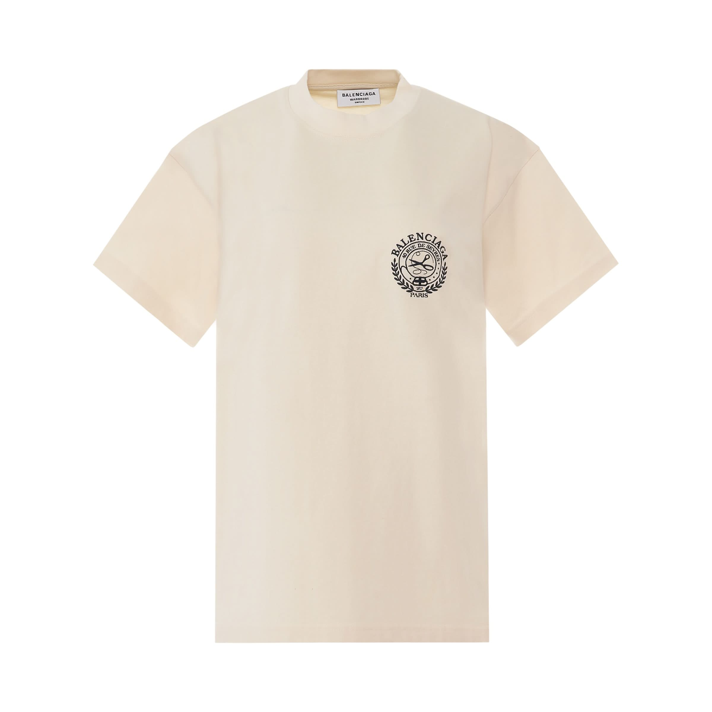 Scissors Crest Embroidered Vintage Jersey T-Shirt in Cream