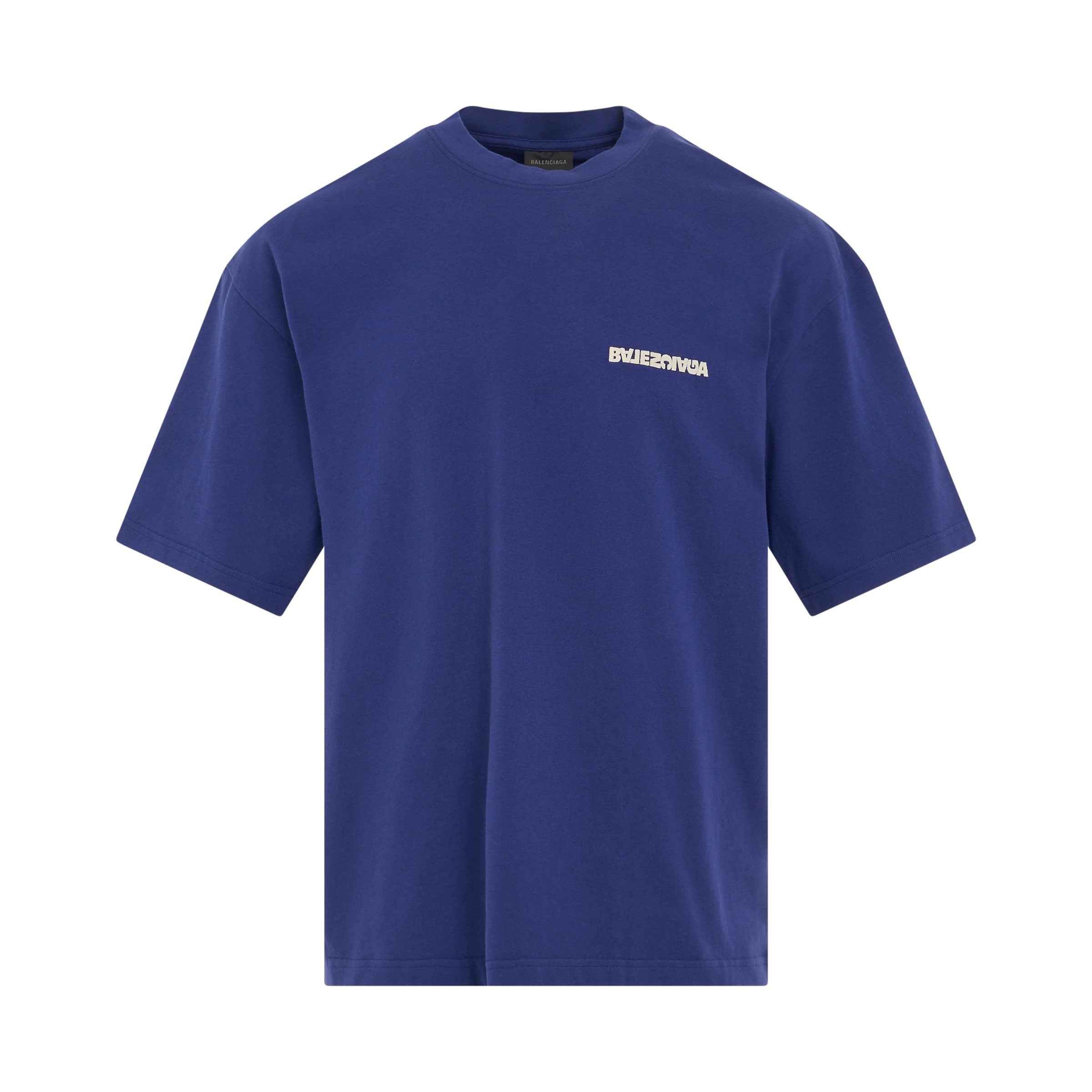 Logo Medium Fit T-Shirt in Indigo/Dirty White