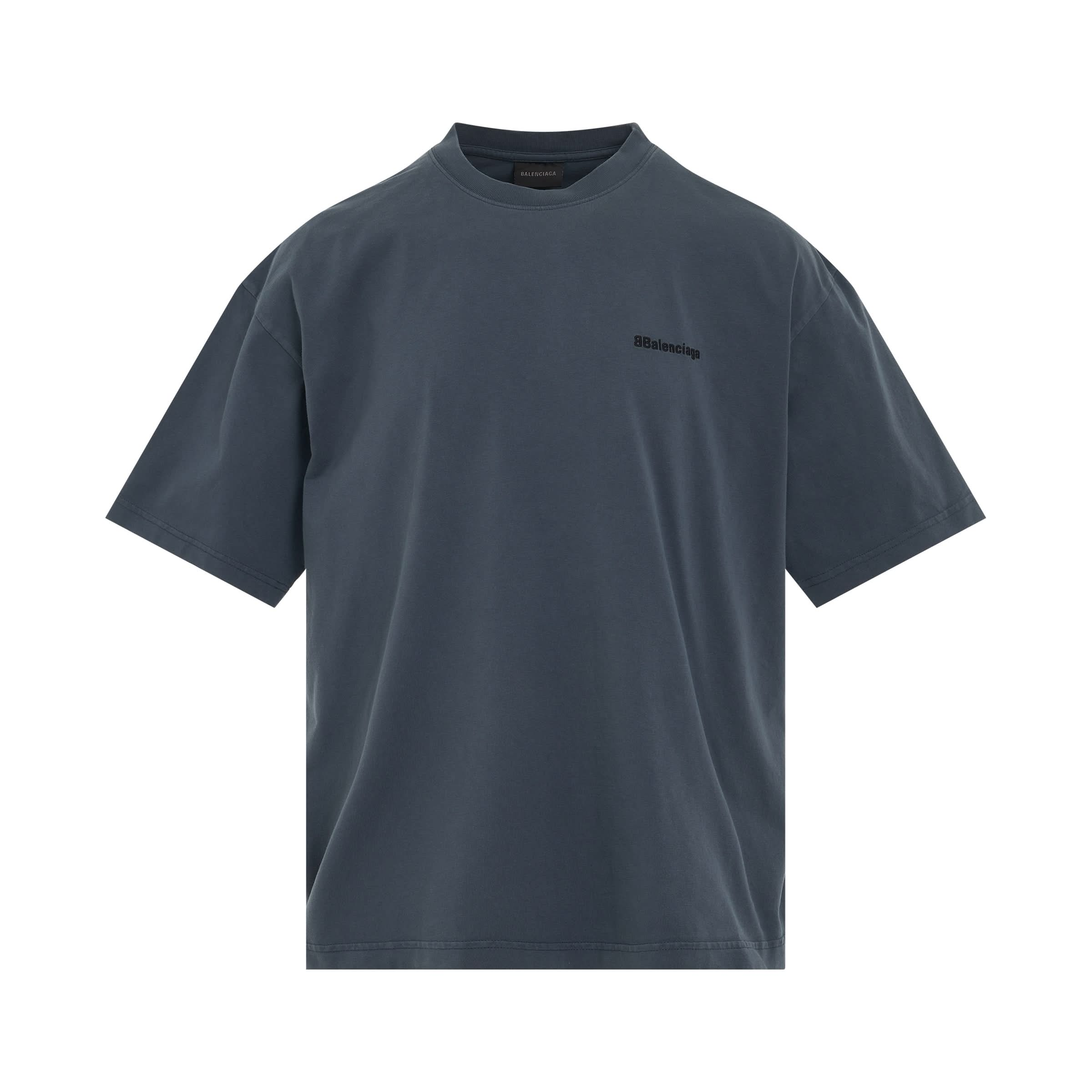 Corporate Logo Medium Fit T-Shirt in Washed Blue/Black