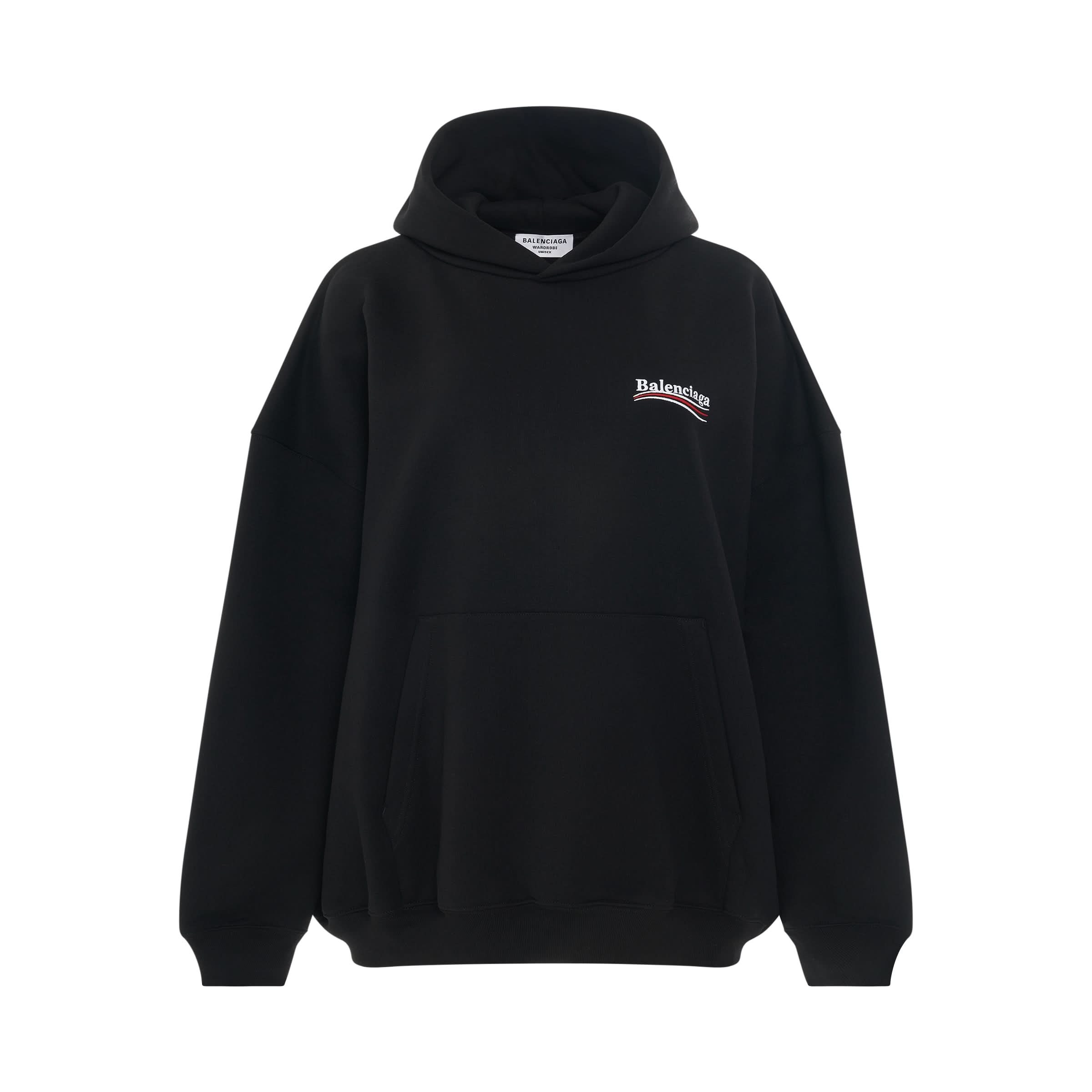 Embroidered Political Campaign Oversized Hoodie in Black/White