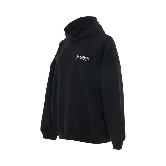 Embroidered Political Campaign Oversized Hoodie in Black/White