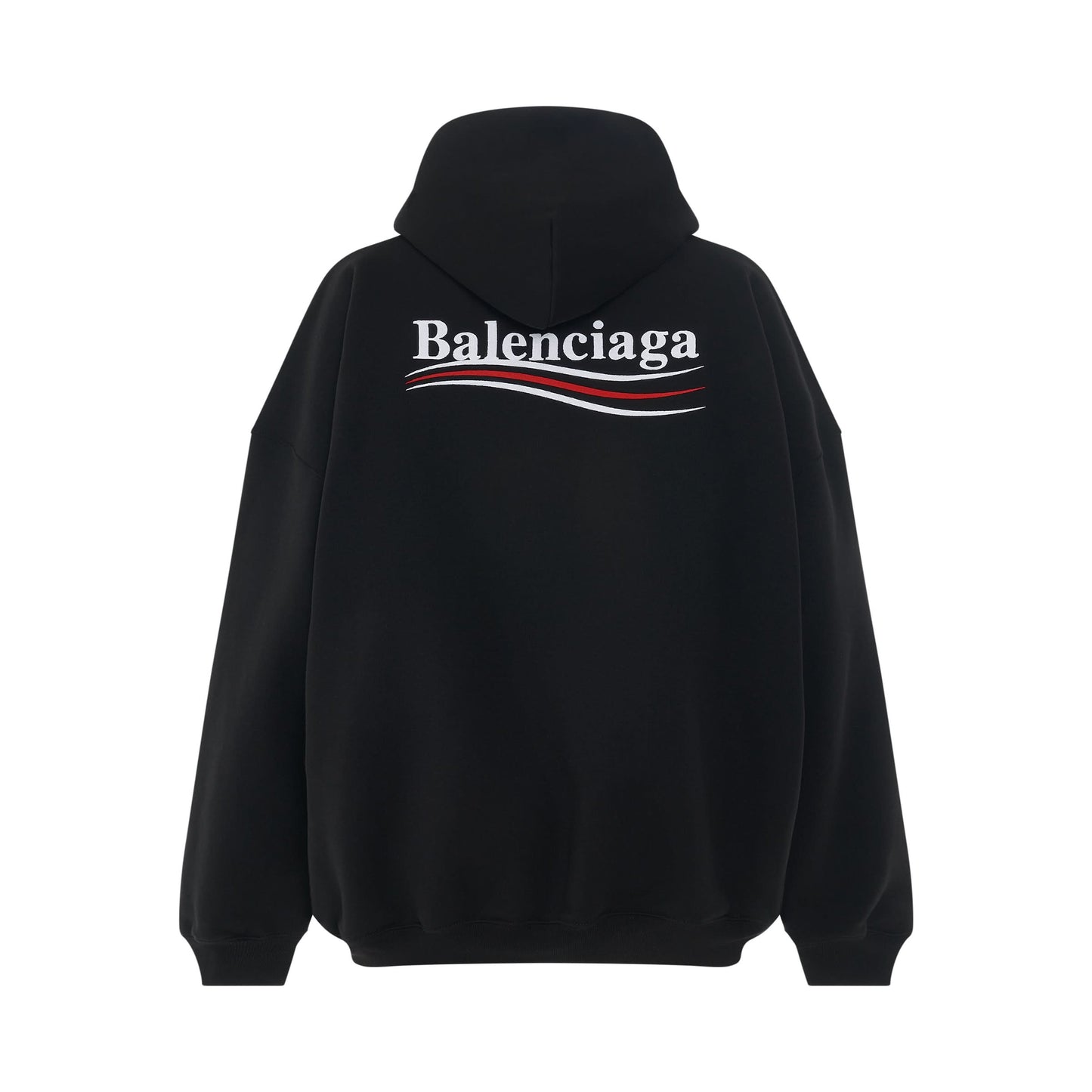 Embroidered Political Campaign Oversized Hoodie in Black/White