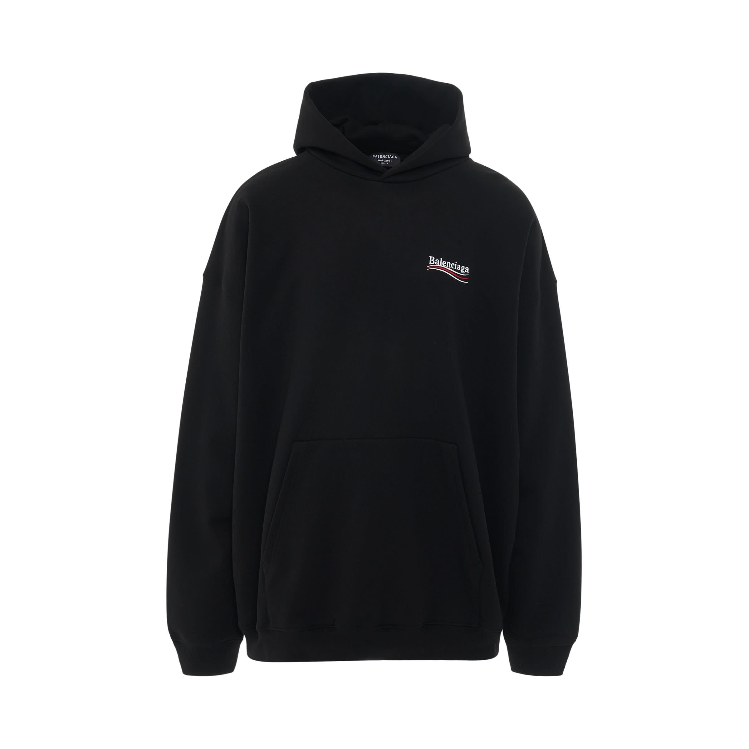 Embroidered Political Campaign Oversized Hoodie in Black