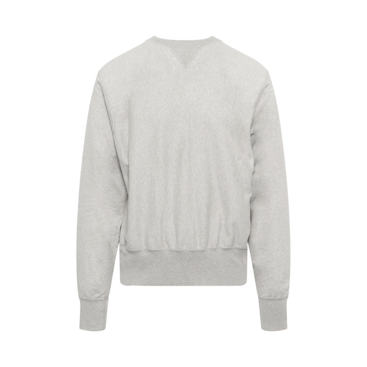 Ribbed Crewneck Sweatshirt in Grey